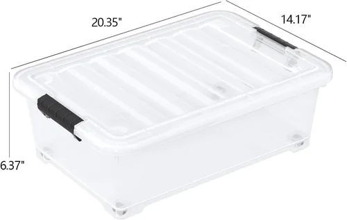 Miniatura 2 de Paquete de 4 cubos de almacenamiento de plástico transparente debajo de la cama, contenedor de almacenamiento debajo de la cama con ruedas