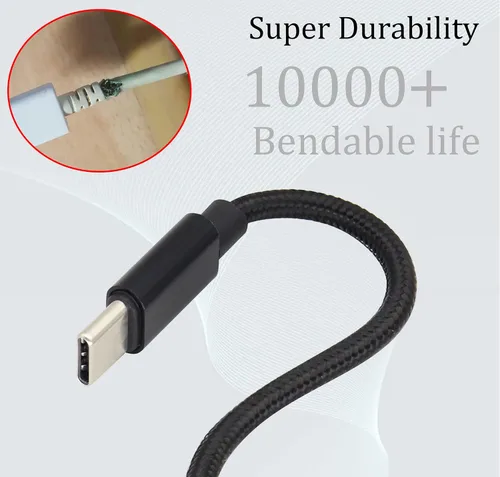Miniatura 7 de Cable reversible doble tipo C USB C macho a USB C macho, cable trenzado de nailon premium con aislamiento recubierto de aislamiento, cable