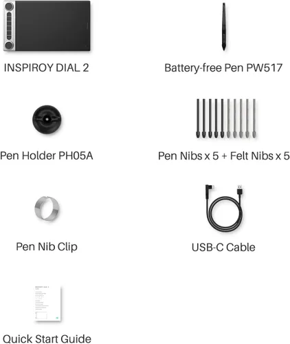 Miniatura 9 de HUION Inspiroy Dial 2 Tableta de dibujo inalámbrica Bluetooth de 10.5 x 6.56 pulgadas con doble dial, lápiz capacitivo sin batería para arte digital