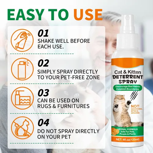Miniatura 2 de Spray disuasorio para gatos – Repelente para gatos en interiores, deja de rayar muebles, paredes, cordones y plantas, fórmula herbaria natural