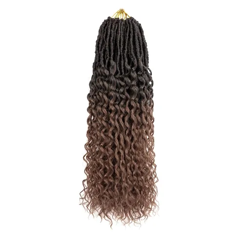 Cabello de Ganchillo Goddess Locs de 14 Pulgadas 8 Paquetes Nuevos Locs Falsos Suaves Trenzas de Ganchillo Ondas Profundas Extensiones de Cabello