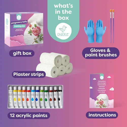 Miniatura 3 de chuckle Kit de moldeo de vientre para embarazo: crea un hermoso recuerdo de embarazo en 3D, molde de vientre fácil de bricolaje para futuras mamás
