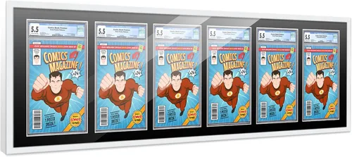Miniatura 64 de Marco de cómic con paspartú para 8 CGC, CBCS o PGX Graded Comics - Marco de cómic blanco para cómics de 8.125 x 13 pulgadas Marco blanco