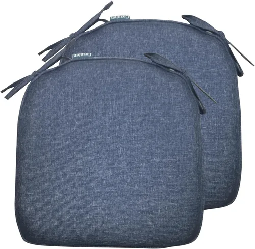 Miniatura 11 de Cojín para silla antideslizante para exteriores, cojines de asiento para silla de comedor en forma de U con lazos, 14 x 14 pulgadas, juego de 2 Azul
