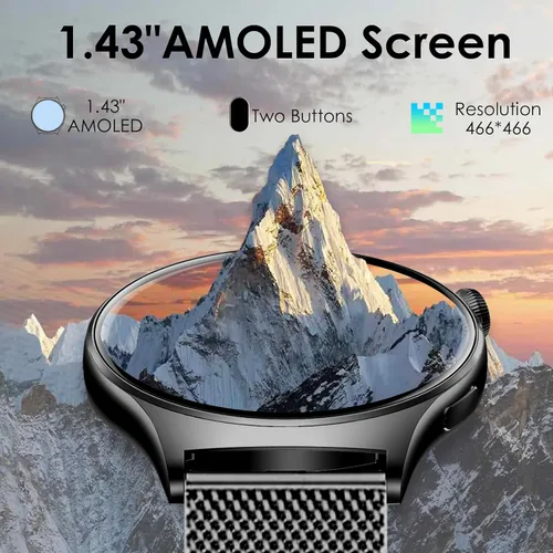 Miniatura 6 de Reloj inteligente para hombres y mujeres, 1.43 pulgadas, HD, AMOLED, rastreador de fitness, compatible con teléfonos Android y iPhone con llamada
