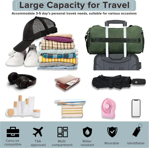 Miniatura 3 de Bolsas de gimnasio para hombres y mujeres, bolsa de lona deportiva, bolsa de gimnasio de viaje con compartimento para zapatos y bolsillo húmedo