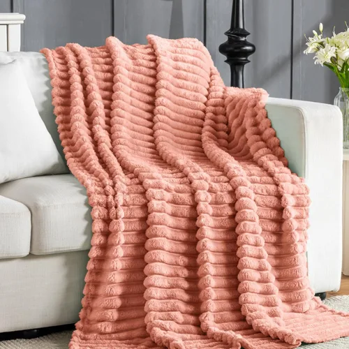Miniatura 12 de Manta de Tiro de Piel Sintética Color Hueso para Sofá, Manta Suave y Esponjosa de Burbujas para Cama y Sofá, Manta Gruesa y Cálida de Felpa Difusa
