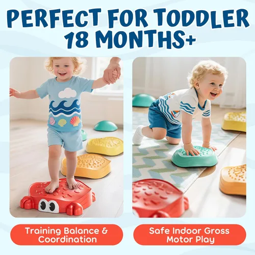 Miniatura 5 de Lehoo Castle Stepping Stones for Kids, Non-Slip Toddler Stepping Stones, Indoor & Outdoor Sensory Toys for Toddlers 1-3, Balance Board Obstacle