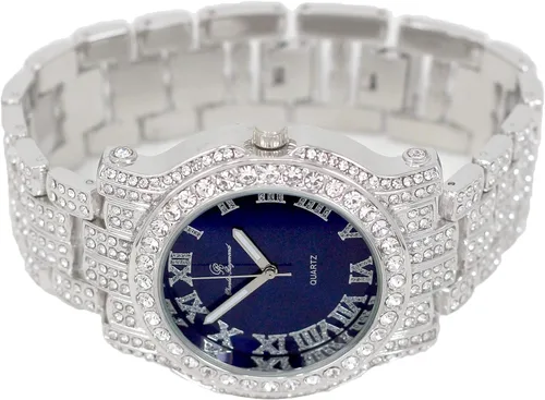 Miniatura 73 de Charles Raymond Bling-ed Out Ultimate Hip Hop Royalty Reloj para hombre con número romano de fácil lectura o indicadores de tiempo de diamantes