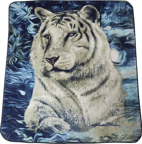 Regal Comfort White Tiger Aurora - Manta tamaño Queen de 79 pulgadas de largo x 86 pulgadas de ancho, peso medio, manta de piel sintética súper