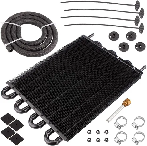 Miniatura 11 de Enfriador de aceite de transmisión de 6 filas, kit enfriador de aceite de motor remoto universal de aluminio de 6 pasos de 5/16", radiador con kit
