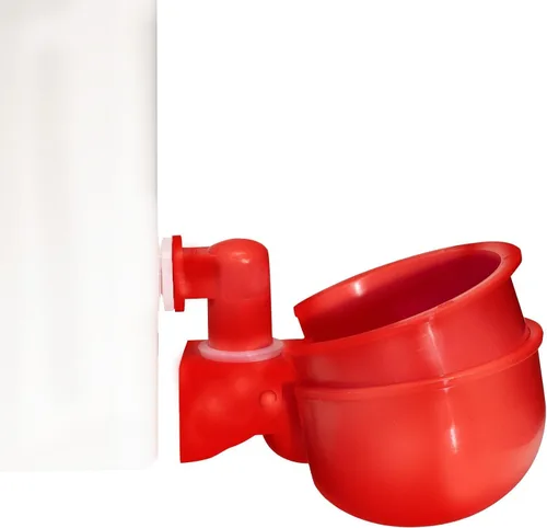 Miniatura 2 de RentACoop Bebedero de pollo de altura alta de 2 galones con tazas de llenado automático, pezones horizontales, cono anti-gallina y kit de montaje