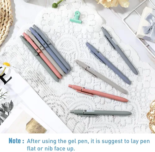 Miniatura 6 de Thenshop Bolígrafo retráctil de tinta de gel con repuesto de clic negro de 0.020 in, escritura suave, lindo secado rápido, punta fina y estética