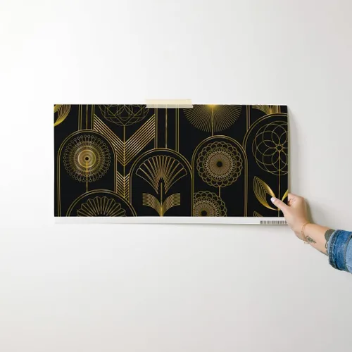 Miniatura 7 de Spoonflower Papel tapiz para despegar y pegar, diseño de flores Art Deco de los años 20, flores negras, geométricas, oscuras, papel tapiz extraíble