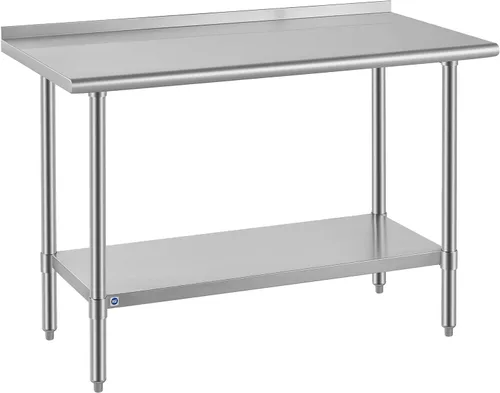 Miniatura 14 de Mesa de acero inoxidable para preparación y trabajo con protector contra salpicaduras, 24x72 pulgadas