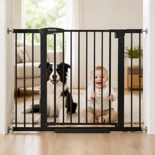Miniatura 16 de Puerta de bebé para escaleras, puerta de perro con cierre automático de 29.7-43 pulgadas para puertas y pasillos, puerta para mascotas montada a
