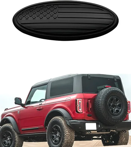CONGCONG Emblema para Ford Bronco, superposición de 5 pulgadas para portón trasero emblema ovalado de bandera americana negra para Ford Bronco Negro