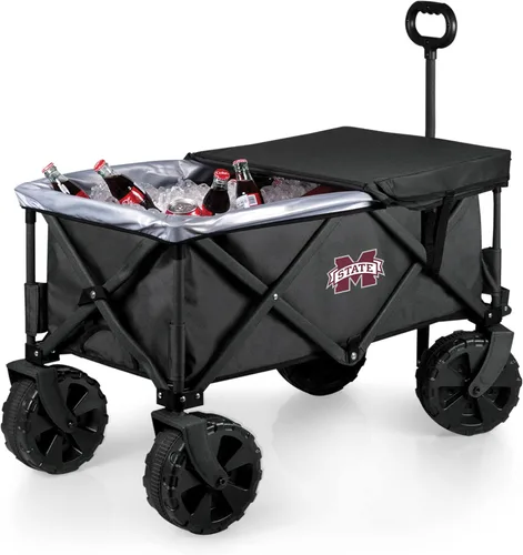 Miniatura 36 de PICNIC TIME NCAA Adventure Wagon Elite - Carro de playa plegable todo terreno con ruedas grandes, tapa superior de mesa y forro suave para enfriar