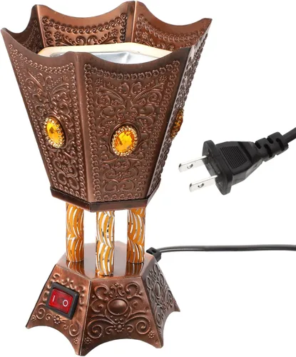 Quemador de incienso eléctrico para decoración del hogar, quemador de incienso de metal vintage para conos de incienso, cera derretida y quemador de