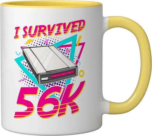 Miniatura 2 de 90s Nostalgia Retro 90s Dial Up Internet Vintage Ceramic Mug, Black/White