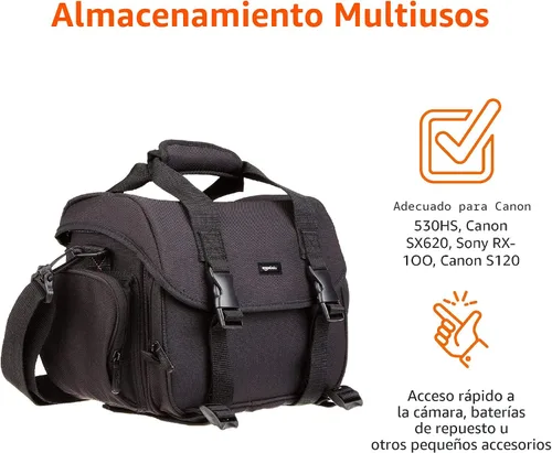 Miniatura 3 de Amazon Basics Bolsa grande para dispositivos DSLR, negra con interior gris