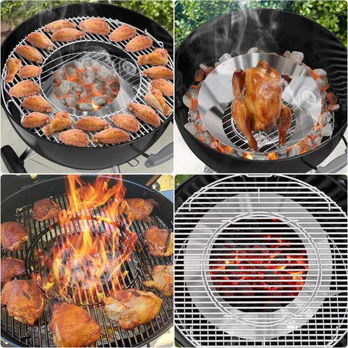 Miniatura 7 de onlyfire Soporte de Briquet de Carbón de Acero Inoxidable Barbacoa Whirlpool para Weber 26" Kettle Charcoal Grills
