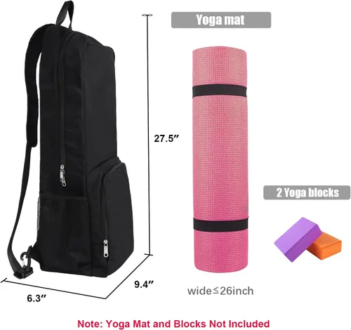 Miniatura 3 de Bolsa para Esterilla de Yoga con Bolsillo Lateral de Malla y Cremallera, Compartimento Exterior para Artículos Húmedos, Bolsa Ligera Impermeable