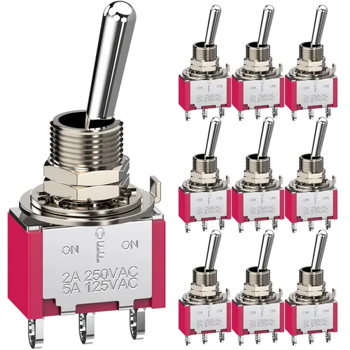 Miniatura 7 de 20 unidades de 4 tipos de interruptores de palanca CA 5A/125V 2A/250V 3-6 pines terminales de encendido/apagado/encendido 2-3 posiciones SPDT Mini