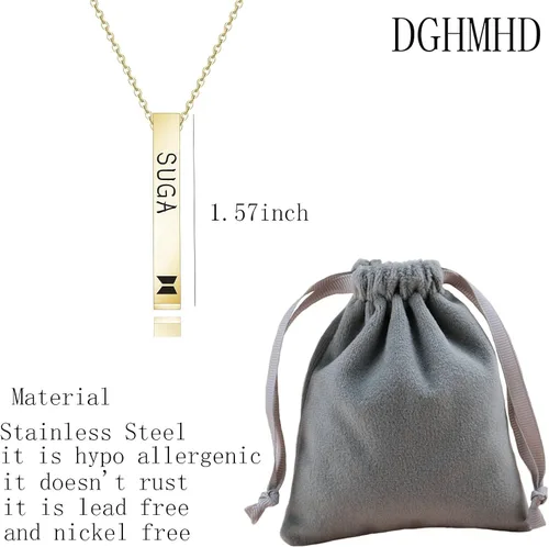 Miniatura 2 de ZWYQWN KPOP ARMY Collar de regalo para mujeres y niñas RM JIM JK V JIMIN J-HOPE SUGA Collar de cumpleaños para mujeres Metal Acero inoxidable
