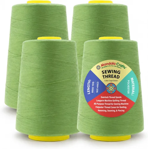 Miniatura 11 de Mandala Crafts 4 Pack of Serger Threads Cones Spools - 20S/2 24000 Yards Polyester Baby Blue Threads for Sergers Machine and Overlock Quilting