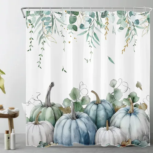 Miniatura 13 de LB Cortina de ducha espeluznante de Halloween, lindo fantasma en flores, árbol negro, luna llena, cortinas de ducha para baño, tela de poliéster