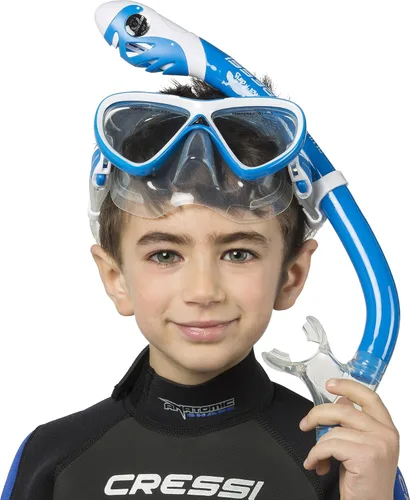 Miniatura 4 de Cressi Juego de silicona para snorkel (máscara y snorkel seco) para niños de 5 a 15 años - Pegaso e iguana seca: diseñado en Italia