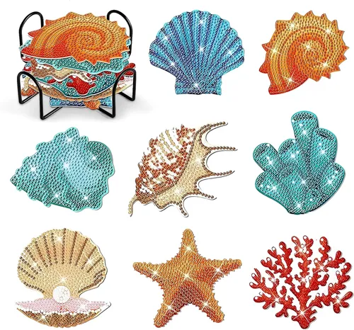 Miniatura 10 de 6 piezas de posavasos de pintura de diamante Posavasos de arte de diamante Pintura de arte de diamante de trasero de animal Regalo de arte