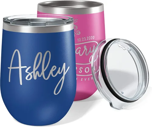 Miniatura 9 de Regalos para el Día de la Madre para mamá, vaso de vino personalizado con tapa, 12 onzas, negro, regalos personalizados para mujeres, vasos aislados