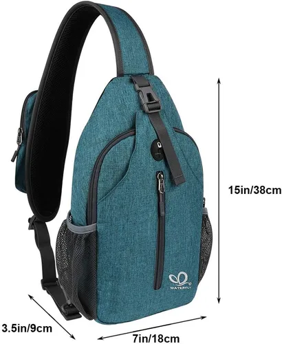Miniatura 152 de WATERFLY Bolsa pequeña de senderismo: mochila cruzada para el pecho, mochila para hombres y mujeres con correa de hombro agradable a la piel