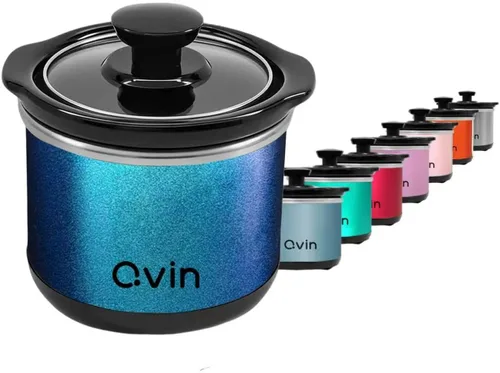 Miniatura 14 de Olla de cocción lenta mini de 0.65 cuartos de galón, olla de fusión para fondue con cacerola de gres apta para lavavajillas, para salsas, guisos