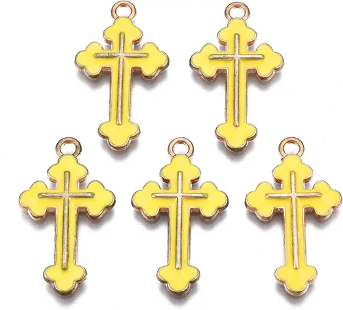 Miniatura 12 de Colgantes de aleación de cruz esmaltada Crucifijo Cruz Metal Colgantes para DIY Pendiente Pulsera Collar Llavero Joyería Fabricación Artesanía