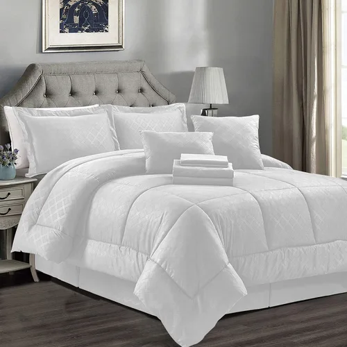 Miniatura 9 de JML - Juegos de edredón de ropa de cama de microfibra con fundas. Patrón bordado y acolchado de color sólido de lujo. Ideal para cualquier