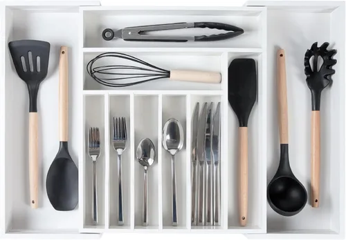 Miniatura 10 de KitchenEdge Organizador Premium de Cubiertos, Vajilla y Utensilios para Cajones de Cocina, Grado Contractual Apto para Alimentos, Expandible de 18 a