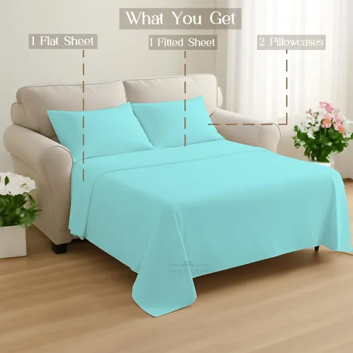 Miniatura 7 de Yarns of Cotton Juego de sábanas para sofá cama de 4 piezas, 100% microfibra cepillada, ultra suave, transpirable y cómoda, se adapta fácilmente a