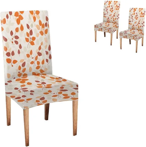 Miniatura 76 de CAPSCEOLL Juego de 4 fundas elásticas para sillas Parsons de color marrón y gris, universales, extraíbles y lavables, fundas de asiento protectoras