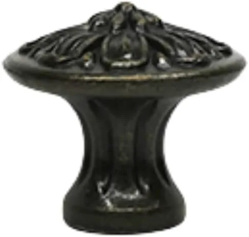 Miniatura 6 de Pomo de un solo agujero negro antiguo con diseño de pétalos vintage americano, accesorios de gabinete de aleación de zinc para tiradores de cocina