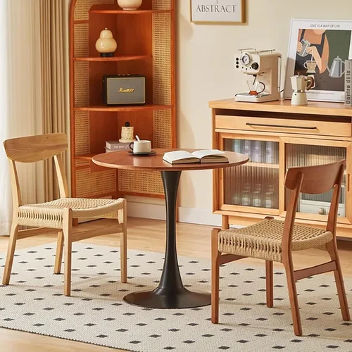 Miniatura 4 de Sillas de comedor tejidas, modernas sillas de comedor de ratán, sillas de cocina con patas de metal, sillas laterales sin brazos para el hogar, bar