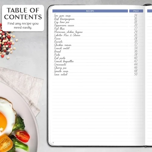Miniatura 4 de Legend - Libro de recetas familiar en blanco para escribir tus propias recetas, diario de cocina vacío, cuaderno de cocina personalizado, tapa dura