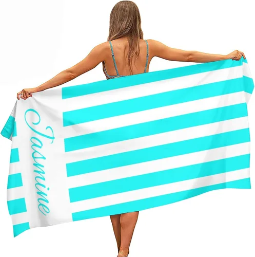 Miniatura 29 de Toallas de playa personalizadas para niños y adultos, toallas de playa a rayas personalizadas con nombre, toallas de microfibra sin arena
