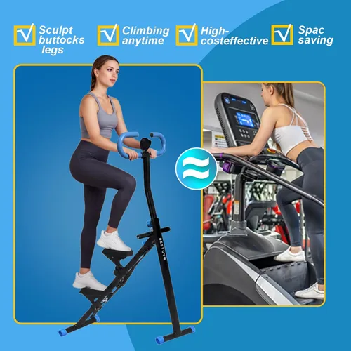 Miniatura 3 de Máquina paso a paso con asas ajustables, máquina de ejercicio paso a paso compacta con pantalla LCD para entrenamiento cardiovascular en casa Negro