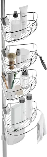 Miniatura 14 de Zenna Home Organizador de esquina con poste de tensión, organizador de ducha ajustable con 4 cestas, organizador de barra de tensión de baño Negro
