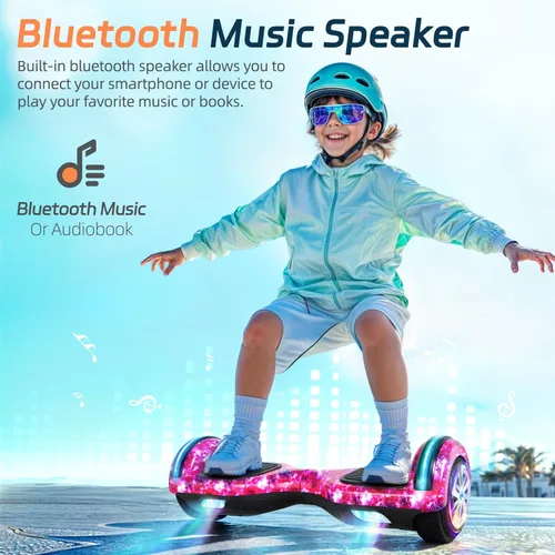 Miniatura 6 de Scooter con luces LED Bluetooth Corlorful, ruedas de 6.5 pulgadas, scooter de motor dual de 300 W para niños, niñas, niños y adultos, todas