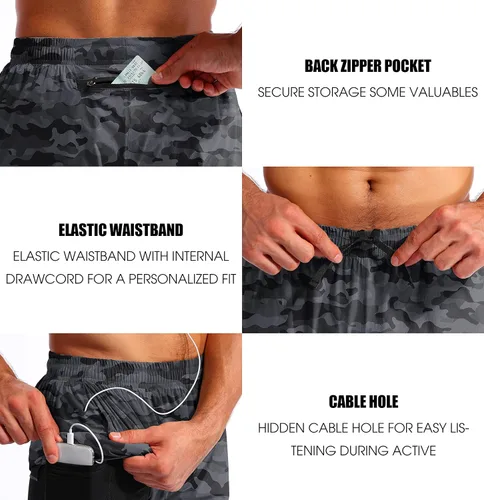 Miniatura 5 de Pudolla Mens 2 in 1 Running Shorts 5" Quick Dry Gym Athletic Workout Shorts for Men with Phone Pockets