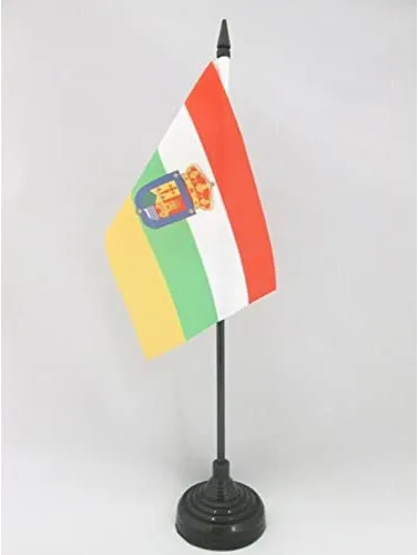 Miniatura 51 de Bandera de mesa de Andalucía 4'' x 6'' - Bandera de escritorio de la región española de Andalucía 5.9 x 3.9 in - Barra y base de plástico negro - AZ